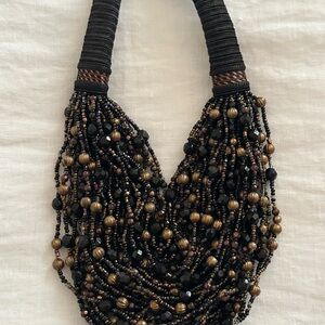 Vintage Black & Copper Beaded Choker